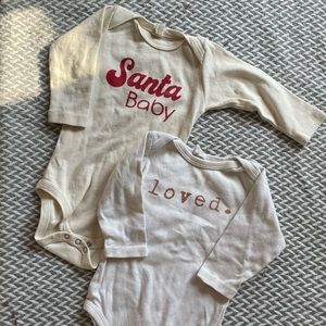 Tenth and Pine Onesies bodysuits- Santa Baby and Loved. 6-12 months.
